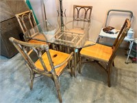 LR-Rattan Glass Top Dinette Table w/4 Chairs