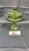 Green Indiana Glass Kings Crown candy dish