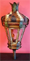 AN INTERESTING TIN TOLE SIX-SIDED LANTERN