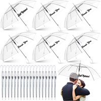 24 Pcs Clear Wedding Umbrellas Auto Open Stick
