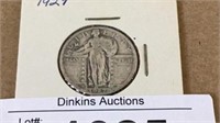 1927 standing liberty silver quarter coin