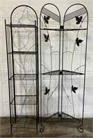 (HI) 2 Vintage Folding Metal Shelves 52” tall