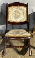 (HI) Vintage Cross Stitch Folding Rocking Chair