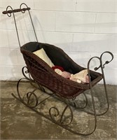 (HI) Wicker and Metal Sleigh 36” x 11” x 35”