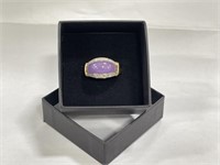 14k Gold Ring with Large Purple Stone Surrounded