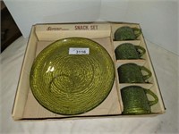 Soreno green Glass Snack Set for 4 in original