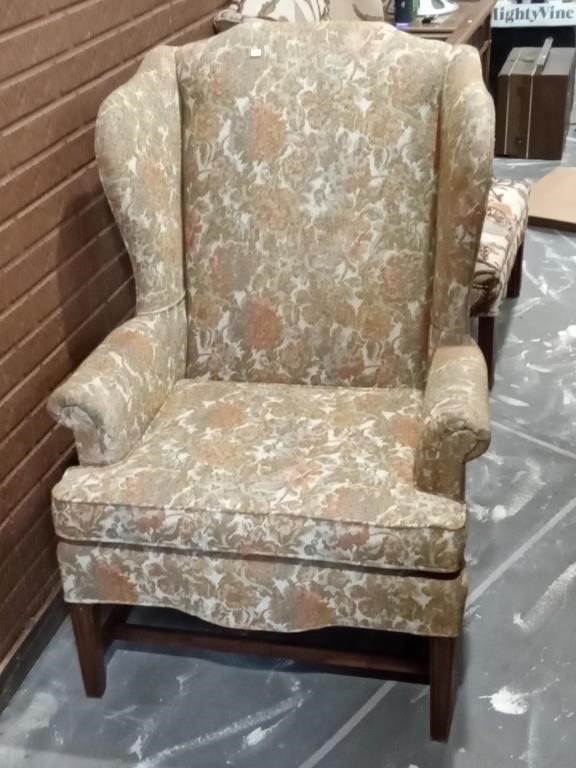 floral wing back chair
