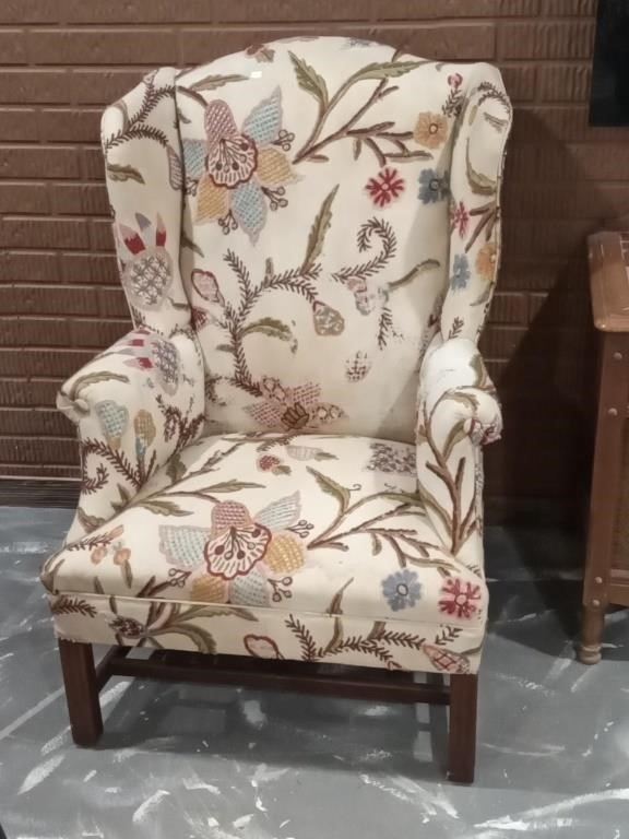 floral wing back chair