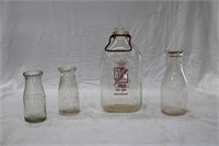 4 OLD MILK BOTTLES