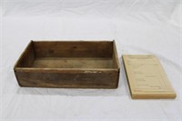 WOODEN CRATE AND LEDGER