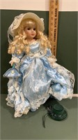 19 inch Victorian Doll, Blue Dress with