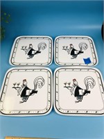 Set of 4 Rooster Serving Trays - Ceramic