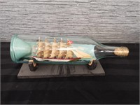 Miniature Ship in a Bottle w/ Stand