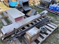 Pallet w/Bed Rames, Dewalt Case, Torch Hoses, Etc