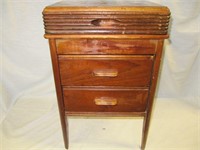 Wooden 2 Drawer Sewing Cabinet & Contents