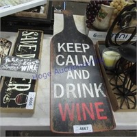 Keep Calm Drink Wine tin sign, 32.5 x 9.5