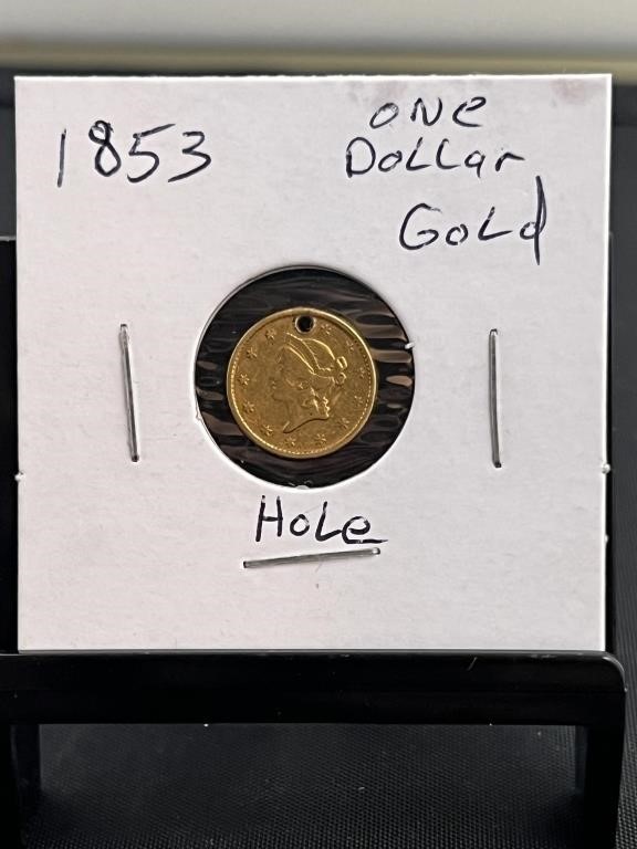 1853 $1 Liberty Gold Piece - Has Hole