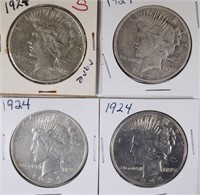 3-1924 & 1-24-S CIRC PEACE DOLLARS