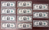 Lot of 11 1976 $2 bills