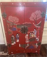 1970 Chinese Chinoiserie Red Lacquer Chest