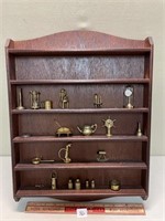 WALL HANGING SHELF WITH BRASS MINIATURES