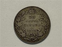 ANTIQUE 1919 CANADIAN QUARTER