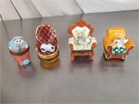 Cats in chairs Hinged trinket boxes