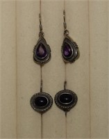 Two Pair Earrings- Amethyst & Onyx