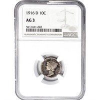 1916-D Mercury Silver Dime NGC AG3