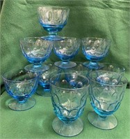 10 Fostoria Moonstone Blue glasses