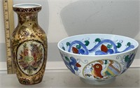 (2) Asian Bowl & Vase See Photos for Details