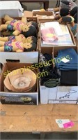 Fabric, dolls, bowls