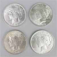 1 1922 & 3 1923 90% Silver Peace Dollars.