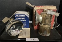 Antique Vintage Justrite Carbide Miner’s Lamps.