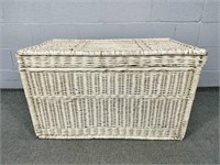 Vintage Painted Wicker Storage Trunk