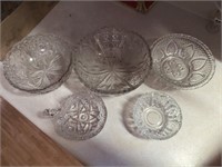 Variety of vintage press glass bowls glassware