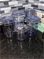 BLUE GLASS CANISTER SET