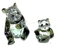 Swarovski Crystal Mom & Baby Panda Figurines
