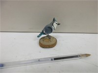 MINATURE HAND CARVED-PAINTED BLUE JAY