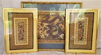 Lot of 3 Framed Chinese Silk Embroidery Panels