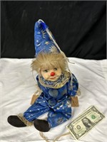 Vintage Clown Doll on Wood Swing