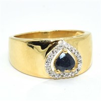 Gold plated Sil Blue Sapphire(1.15ct) Ring