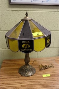 Iowa Hawkeye 21"  Leaded Glass Lamp