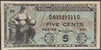 Series 481 Five Cents Military Payment Certificate