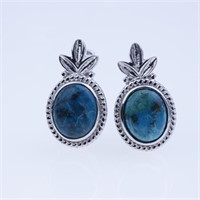 Sterling Silver Bezel Set Shattuckite Earrings