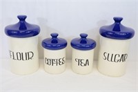 Set 4 Vintage Ceramic Kitchen Canisters