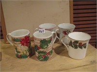 vintage stamped christmas mugs
