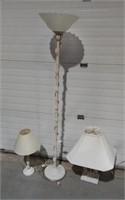 Leaf Motif Floor Lamp & 2 Table Lamps
