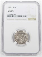 1936-S BUFFALO NICKEL - NGC MS65