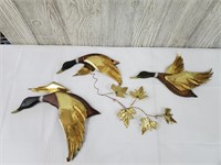 Vintage metal & wood flying duck décor